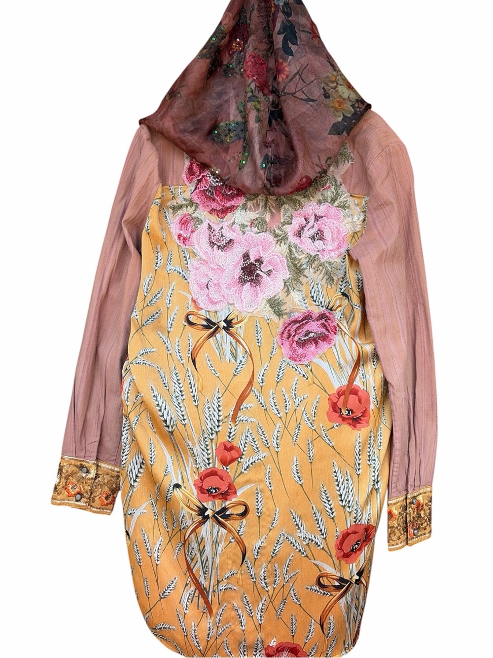 Aratta Silk embroidered hoodie cardigan
